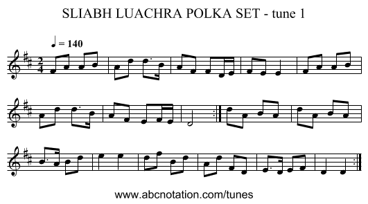 SLIABH LUACHRA POLKA SET - tune 1 - staff notation
