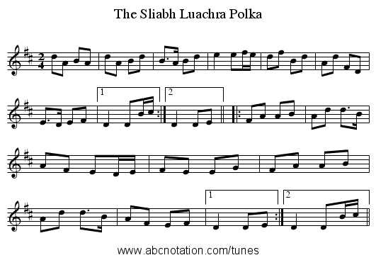 Sliabh Luachra Polka, The - staff notation