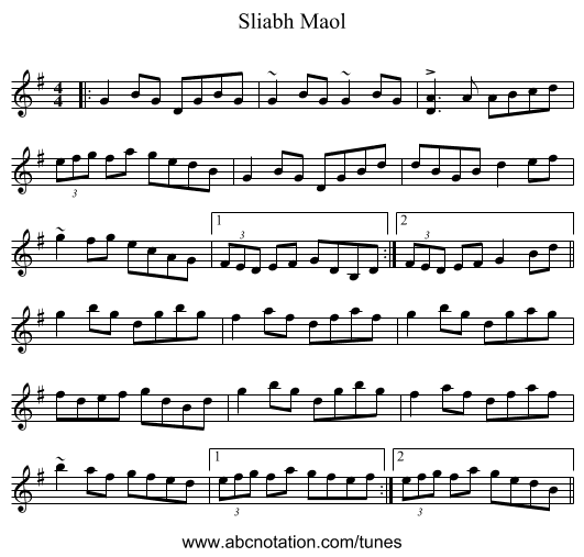 Sliabh Maol - staff notation