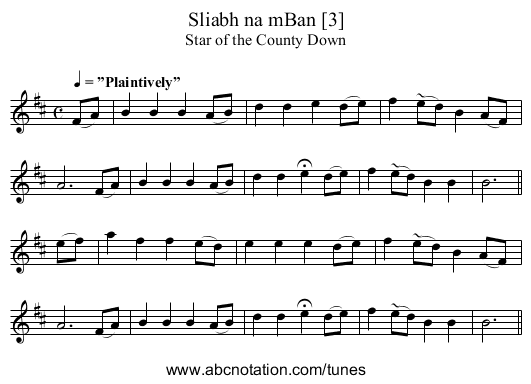Sliabh na mBan [3] - staff notation