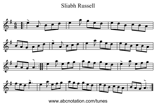 Sliabh Russell - staff notation