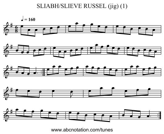SLIABH/SLIEVE RUSSEL (jig) (1) - staff notation