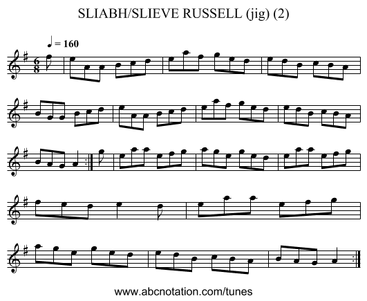 SLIABH/SLIEVE RUSSELL (jig) (2) - staff notation