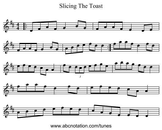 Slicing The Toast - staff notation