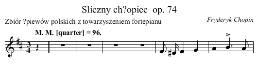 Sliczny ch?opiec	 op. 74 - staff notation