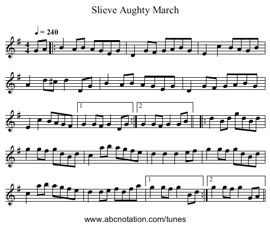 Slieve Aughty March - staff notation