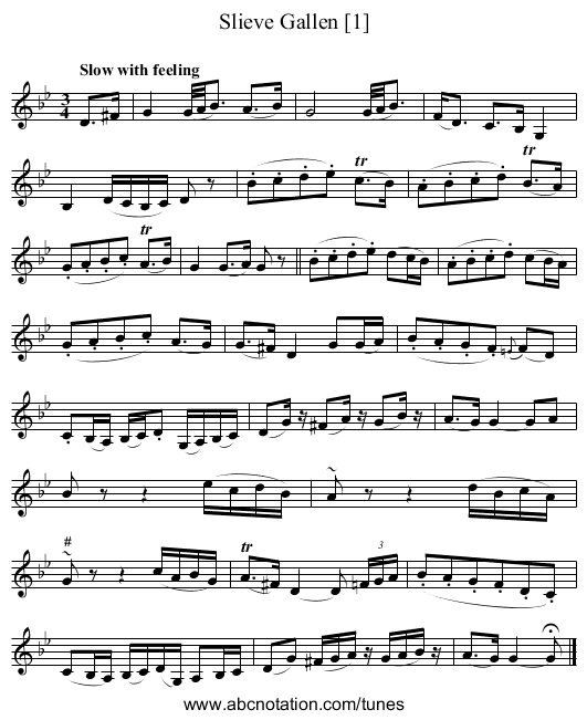 Slieve Gallen [1] - staff notation