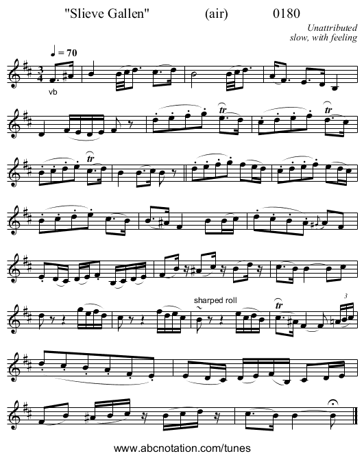 Slieve Gallen (air) 0180 - staff notation