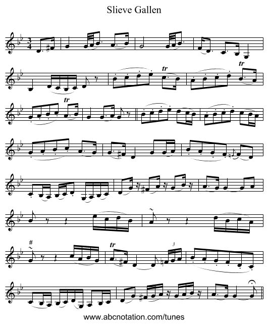 Slieve Gallen - staff notation