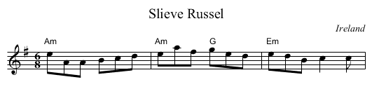 Slieve Russel - staff notation