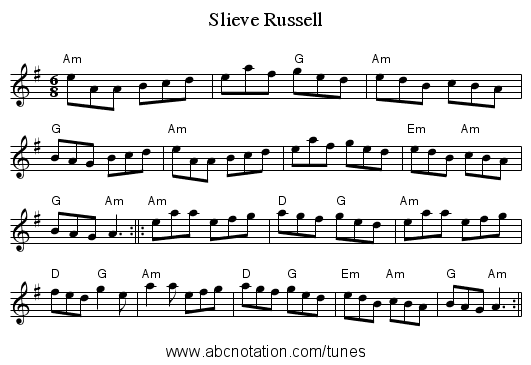 Slieve Russell - staff notation
