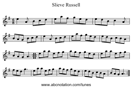 Slieve Russell - staff notation