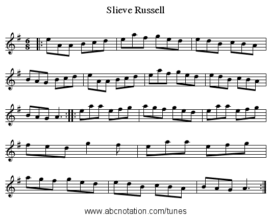 Slieve Russell - staff notation