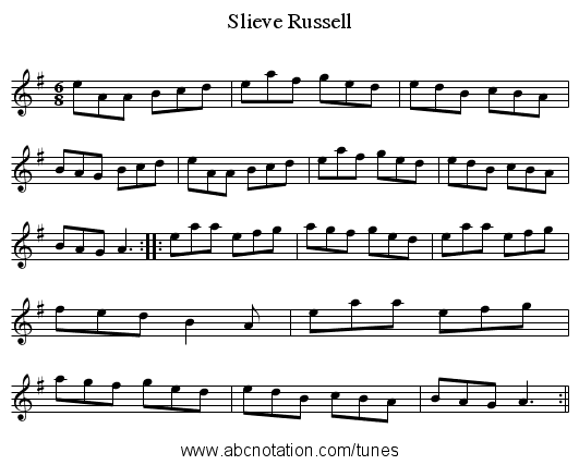 Slieve Russell - staff notation