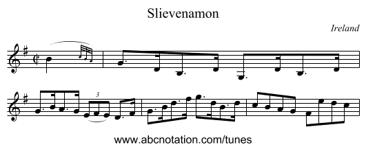 Slievenamon - staff notation