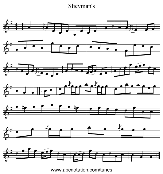 Slievman's - staff notation