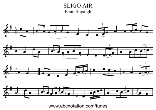 SLIGO AIR - staff notation