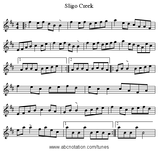Sligo Creek - staff notation