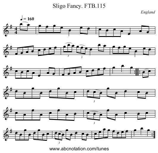 Sligo Fancy. FTB.115 - staff notation
