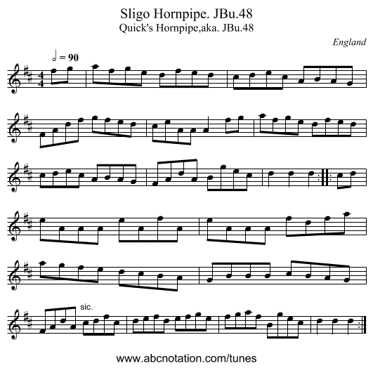 Sligo Hornpipe. JBu.48 - staff notation