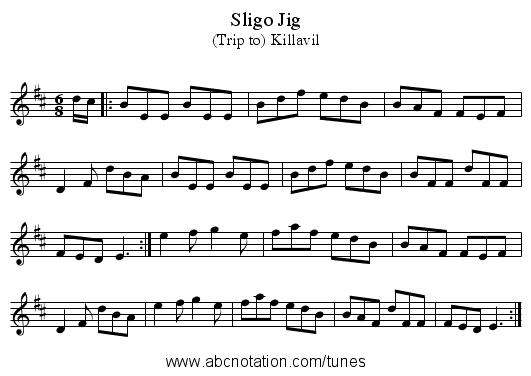 Sligo Jig - staff notation