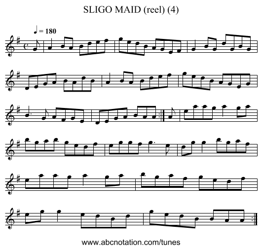 SLIGO MAID (reel) (4) - staff notation
