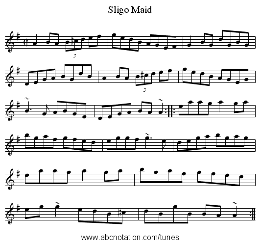 Sligo Maid - staff notation