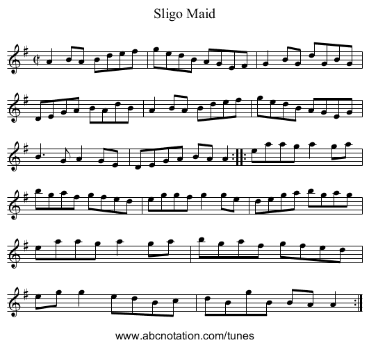 Sligo Maid - staff notation