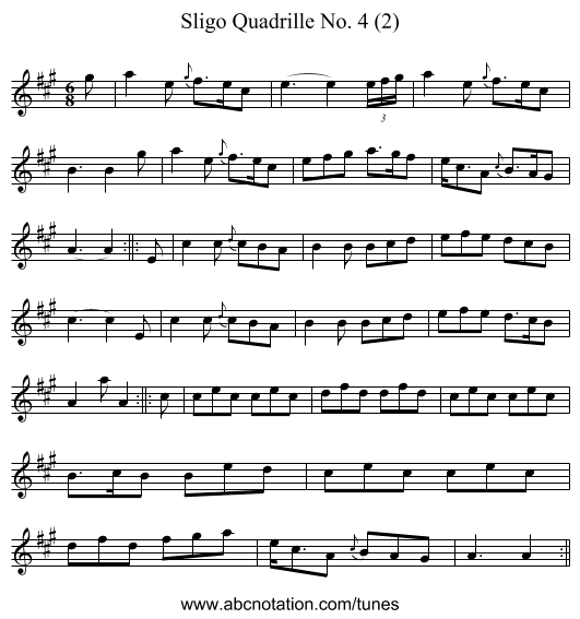 Sligo Quadrille No. 4 (2) - staff notation