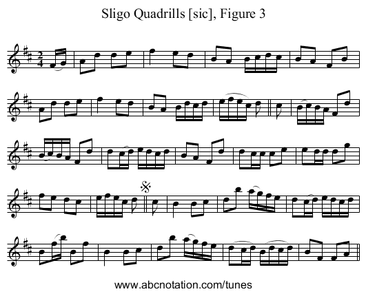 Sligo Quadrills [sic], Figure 3 - staff notation