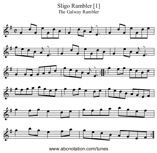 Sligo Rambler [1] - staff notation
