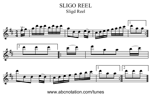 SLIGO REEL - staff notation
