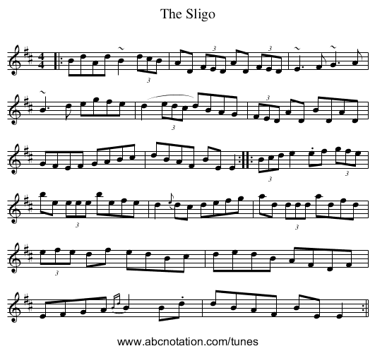 Sligo, The - staff notation