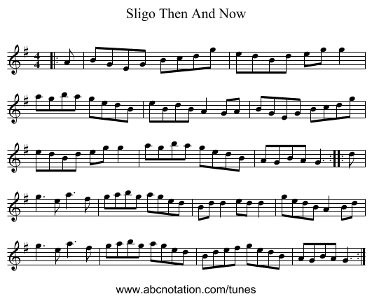Sligo Then And Now - staff notation