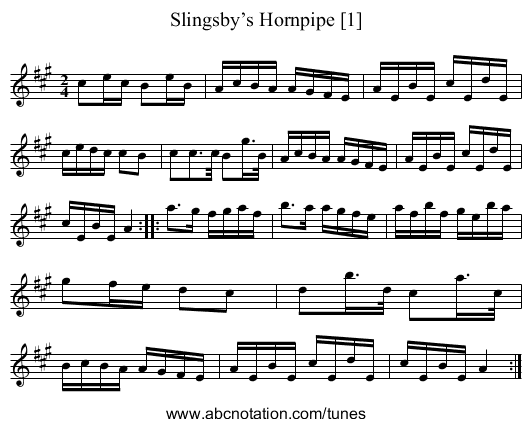 Slingsby’s Hornpipe [1] - staff notation
