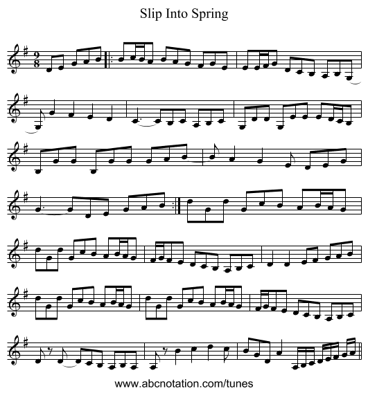 Slip Into Spring - staff notation
