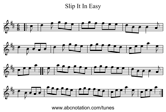 Slip It In Easy - staff notation