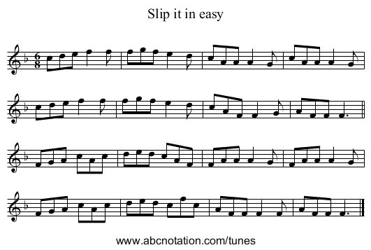 Slip it in easy - staff notation