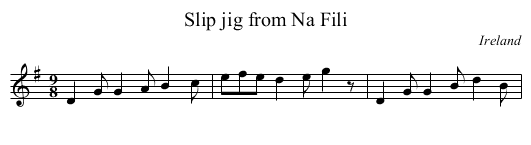 Slip jig from Na Fili - staff notation