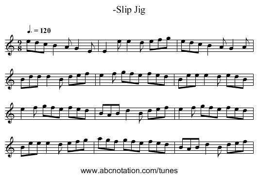 -Slip Jig - staff notation