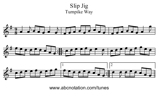 Slip Jig - staff notation