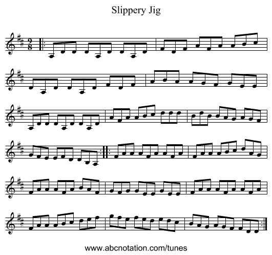 Slippery Jig - staff notation