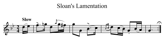 Sloan's Lamentation - staff notation