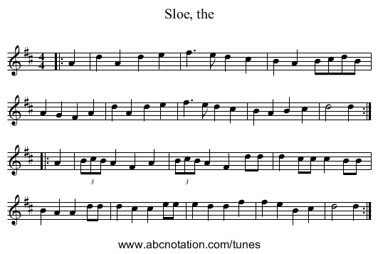 Sloe, the - staff notation