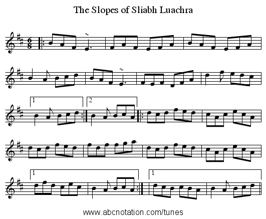 Slopes of Sliabh Luachra, The - staff notation