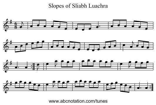 Slopes of Sliabh Luachra - staff notation