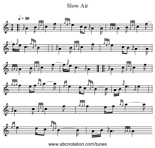 Slow Air - staff notation