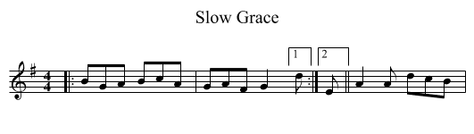 Slow Grace - staff notation