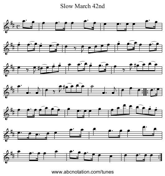 Slow March 42nd - staff notation