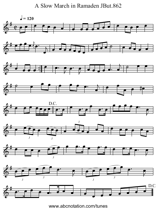 Slow March in Ramaden JBut.862, A - staff notation